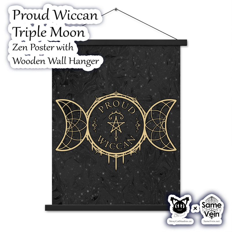 ☀ PROUD WICCAN TRIPLE MOON • ZEN POSTER WITH WOODEN WALL HANGER ☀


★★★ DETAILS ★★★

☆ Bring peace, creativity and fun into your space with our original Proud Wiccan Triple Moon Mandala artwork. This matte Pagan inspired Zen Poster comes with a lightweight Wooden Hanger and will fit any interior BoHo home décor, brightening your house and spirit! Use it as a statement piece or to create more depth on your gallery wall.



★★★ FABRICATION & MATERIALS ★★★

♥ Hangers made from natural wood
♥ Hanger piece thickness: 0.2″ (0.5 mm)
♥ Hanger piece width: 0.79″ (2 cm)
♥ Paper weight: 192 g/m²
♥ Poster secured by magnets
♥ Comes with a matching string
♥ Wood sourced from the Baltics
♥ Paper sourced from Japan
♥ Blank product sourced from the UK



★★★ ABOUT OUR ARTWORK ★★★

☆ MANDALAS have seemingly endless design possibilities and meanings spanning throughout a multitude of spirituality, philosophy, religion, and much more since the 4th century.

♥ Zen like configurations of shapes and symbols.
♥ Often used as a tool for spiritual guidance aiding in meditation and trance induction.
♥ Originally seen in Buddhism, Hinduism, Jainism, Shintoism; representing mindful ideas, principles, shrines, and deities.
♥ Normally layered with many patterns repeated from the outside border to the inner core, the mandala is seen as a general representation of the spiritual journey, helping it spread across the world and resonating with many people outside of religion.

☆ SACRED GEOMETRY explores any and all spiritual meanings found in shapes throughout nature, math, science, the universe, and our souls.

♥ Some of the most famous examples in Sacred geometry include the Metatron Cube, Tree of Life, Hexagram, Flower of Life, Vesica Piscis, Icosahedron, Labyrinth, Hamsa, Yin Yang, Sri Yantra, the Golden Ratio, and so much more
♥ Being tied to real life evidence throughout all of time, meaning in the shapes range from mapping the creation of the universe, balancing harmony and chaos, understanding life, growth, and death, and countless other core components of what makes the world what it is.

☆ The TRIPLE MOON, or TRIPLE GODDESS, represents the Maiden, Mother, and Crone, generally drawing ties between female reproduction and the creation of life, connecting women to the Goddess. The symbol varies between Pagan, Wiccan, Neopagan, and other similar but different beliefs.

♥ The waxing moon is the Maiden, encompassing birth, new beginnings, and youth as well as expansion, enchantment, and inception.
♥ The full moon is the Mother, representing fertility, life and sexuality as well as power, stability, and fulfilment.
♥ The waning moon is the Crone, symbolizing death and endings as well as wisdom and repose.



★★★ DISCOVER MORE ★★★

☆ If you enjoyed this Zen Poster with Wooden Wall Hanger, check out our others here ↓

☆ Meditation Wall Hangings → https://www.etsy.com/shop/SameVein?section_id=37842170



★★★ SAME VEIN & STRAY CAT STUDIOS ★★★

☆ Thank you so much for your support! When people shop with us, it allows us to do more to support others, whether it be with our mental wellness & health work or assisting other creators do what they do best! We hope our work brings you peace and happiness both inside and out!

☆ Share the love on social media and tag us for a chance of free giveaways!

☆ Same Vein:

“A blog and community using creative outlets to understand mental wellness. Whether it be poetry, art, music, or any other medium, join in on the conversations! Check out our guided journals and planners or mandala activity and coloring books for self-improvement exercises. We also have home décor, books, poetry, apparel and accessories.”

♥ Etsy → https://www.etsy.com/shop/SameVein
♥ Website → SameVein.net
♥ Pinterest → @SameVein
♥ Facebook → @AlongTheSameVein
♥ Twitter → @Same_Vein
♥ Instagram → @Same_Vein

☆ Stray Cat Studios:

“A community of creators working for creators. Our goal is to bridge the gap between company and community, bringing together the support and funds creators need to keep doing what they love while lifting each other up at the same time. The arts are not about competition, it is about cooperation. We're all in this together!”

♥ Website → StrayCatStudios.co
♥ Pinterest → @StrayCatStudios
♥ Facebook → @straycatstudiosofficial
♥ Twitter → @StrayCatArt
♥ Instagram → @straycatstudios

Much love! ♪