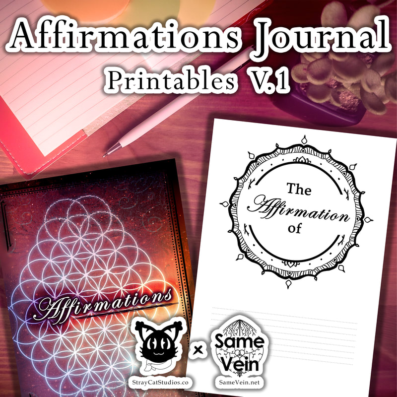 AFFIRMATION JOURNAL | PRINTABLE PAGES | VOLUME 1

***DETAILS***

Are you looking for the perfect gift for yourself or anyone else? These Affirmation Journal pages are a thoughtful gift designed to encourage daily self-improvement!

•	Clear "how to use" section full of motivation and inspiration to get writing right away.
•	Elegant hand-drawn mandala themed cover specifically laid out to put your soul at ease.
•	Carefully thought out layouts to keep you focused.

Get your copy now as it is never too late to better yourself!

*Includes cover pages in case you desire to bind your own journal!  Print as many blank pages as you need to continue your daily mindfulness!

*For personal use only. Designs may not be resold

***DISCOVER MORE***

If you enjoyed this Guided Journal/Planner, check out our others here:

Guided Journals and Planners: https://www.etsy.com/shop/SameVein?ref=profile_header&section_id=37425012

***SAME VEIN & STRAY CAT STUDIOS***

Thank you so much for your support!  When people shop with us, it allows us to do more to support others, whether it be with our mental wellness & health work or assisting other creators do what they do best!  We hope our work brings you peace and happiness both inside and out! 

Share the love on social media and tag us for a chance of free giveaways!

Same Vein:
“A blog and community using creative outlets to understand mental wellness. Whether it be poetry, art, music, or any other medium, join in on the conversations! Check out our guided journals and planners or mandala activity and coloring books for self-improvement exercises. We also have home décor, books, poetry, apparel and accessories.”

•	Etsy - https://www.etsy.com/shop/SameVein
•	Website – SameVein.net
•	Pinterest - @SameVein
•	Facebook - @AlongTheSameVein
•	Twitter - @Same_Vein
•	Instagram - @Same_Vein

Stray Cat Studios:
“A community of creators working for creators. Our goal is to bridge the gap between company and community, bringing together the support and funds creators need to keep doing what they love while lifting each other up at the same time. The arts are not about competition, it is about cooperation. We're all in this together!”

•	Website - StrayCatStudios.co
•	Pinterest - @StrayCatStudios
•	Facebook - @straycatstudiosofficial
•	Twitter - @StrayCatArt
•	Instagram - @straycatstudios

Much love! <3