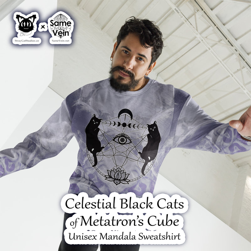 ☀ CELESTIAL BLACK CATS OF METATRON'S CUBE • UNISEX MANDALA SWEATSHIRT ☀


★★★ DETAILS ★★★

☆ Enjoy our unique, all-over printed Mandala Sweatshirt with our Celestial Black Cats of Metatron's Cube original artwork! Precision-cut and hand-sewn to achieve the best possible look and bring out the intricate design. What's more, the durable fabric with a cotton-feel face and soft brushed fleece inside means that this sweatshirt is bound to become your favorite for a long time. We hope this BoHo sweater brings you peace and comfort both inside and out!



★★★ FABRICATION & MATERIALS ★★★

♥ 70% polyester, 27% cotton, 3% elastane
♥ Fabric weight: 8.85 oz/yd² (300 g/m²), weight may vary by 2%
♥ Soft cotton-feel face
♥ Brushed fleece fabric inside
♥ Unisex fit
♥ Overlock seams
♥ Blank product components sourced from Poland



★★★ ABOUT OUR ARTWORK ★★★

☆ MANDALAS have seemingly endless design possibilities and meanings spanning throughout a multitude of spirituality, philosophy, religion, and much more since the 4th century.

♥ Zen like configurations of shapes and symbols.
♥ Often used as a tool for spiritual guidance aiding in meditation and trance induction.
♥ Originally seen in Buddhism, Hinduism, Jainism, Shintoism; representing mindful ideas, principles, shrines, and deities.
♥ Normally layered with many patterns repeated from the outside border to the inner core, the mandala is seen as a general representation of the spiritual journey, helping it spread across the world and resonating with many people outside of religion.

☆ SACRED GEOMETRY explores any and all spiritual meanings found in shapes throughout nature, math, science, the universe, and our souls.

♥ Some of the most famous examples in Sacred geometry include the Metatron Cube, Tree of Life, Hexagram, Flower of Life, Vesica Piscis, Icosahedron, Labyrinth, Hamsa, Yin Yang, Sri Yantra, the Golden Ratio, and so much more
♥ Being tied to real life evidence throughout all of time, meaning in the shapes range from mapping the creation of the universe, balancing harmony and chaos, understanding life, growth, and death, and countless other core components of what makes the world what it is.

☆ LOTUS FLOWERS hold many meanings throughout various cultures, but they most commonly represent rebirth, purity, and strength.

♥ Without strain, lotus flowers rise out of the mud, so many connect with the symbol as a sign to stay strong and rise above whatever internal or external conflicts may be holding them back.
♥ More generally, the symbol inspires many to continue to be a better person, resisting temptations and respecting their mind, body, and spirit.

☆ BLACK CATS, while considered by some to be bad luck, is much more often viewed as spiritual protectors, especially in many Eastern cultures.

♥ Keeping a black cat in your home can offer you protection from evil spirits and many consider them symbols of magic, mystery, medicine, and health.
♥ A curious creature that deserves respect, and when excepted, will bring peace and perspective.

☆ The METATRON'S CUBE is a complex symbol that brings together all sacred geometric patterns found in the universe. The universes way of telling us to pursue and discover our best selves.

♥ The more you look, the more you'll find, including the Fruit of Life with 13 connected circles and all 5 of the Platonic Solids
♥ Named after Archangel Metatron, who oversees the flow of energy in creation and connections to the divine
♥ A balanced design that provides a focus for meditation.
♥ With spinning energy, this shape converts negative thoughts with positive perspectives and vibes

☆ The HAMSA (often called the Hand of Fatima, depending on beliefs, culture, and/or location) is a strong and inspirational symbol used for protection. The same eye from the Hamsa can be found in the center of this design.

♥ The open hand is a recognized imaged throughout time across the world.
♥ The eye inside the hand guards against any malevolent force or negative energy that may be affecting you.
♥ Often considered an "anti-evil eye" as another commonly seen symbol, known as the evil eye, can be viewed as a source of the negative energy the Hamsa protects against.
♥ The Hamsa or Hand of Fatima design is usually seen in wall art, tapestries, and hangings, as well as jewelry.



★★★ DISCOVER MORE ★★★

☆ If you enjoyed this BoHo Mandala Apparel, check out our others here ↓

☆ BoHo Mandala Apparel → https://www.etsy.com/shop/SameVein?ref=profile_header§ion_id=37168463



★★★ SAME VEIN & STRAY CAT STUDIOS ★★★

☆ Thank you so much for your support! When people shop with us, it allows us to do more to support others, whether it be with our mental wellness & health work or assisting other creators do what they do best! We hope our work brings you peace and happiness both inside and out!

☆ Share the love on social media and tag us for a chance of free giveaways!

☆ Same Vein:

“A blog and community using creative outlets to understand mental wellness. Whether it be poetry, art, music, or any other medium, join in on the conversations! Check out our guided journals and planners or mandala activity and coloring books for self-improvement exercises. We also have home décor, books, poetry, apparel and accessories.”

♥ Etsy → https://www.etsy.com/shop/SameVein
♥ Website → SameVein.net
♥ Pinterest → @SameVein
♥ Facebook → @AlongTheSameVein
♥ Twitter → @Same_Vein
♥ Instagram → @Same_Vein

☆ Stray Cat Studios:

“A community of creators working for creators. Our goal is to bridge the gap between company and community, bringing together the support and funds creators need to keep doing what they love while lifting each other up at the same time. The arts are not about competition, it is about cooperation. We're all in this together!”

♥ Website → StrayCatStudios.co
♥ Pinterest → @StrayCatStudios
♥ Facebook → @straycatstudiosofficial
♥ Twitter → @StrayCatArt
♥ Instagram → @straycatstudios

Much love! ♪