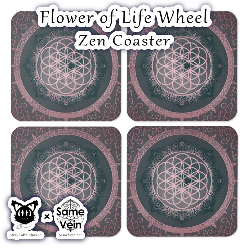 FLOWER OF LIFE WHEEL | ZEN COASTER

***DETAILS***

This cork-back Zen coaster with our Flower of Life Wheel Mandala artwork is a perfect match for your favorite mug! Create a peaceful homey feel both inside your house and your spirit while protecting your coffee table or nightstand from mug stains and moisture. The coaster is waterproof and heat-resistant, designed to last a long time. Buy it for yourself or as a lovely gift for your BoHo friends and family. Get a set of 4 or more to avoid any and all shipping too!

***FABRICATION & MATERIALS***

• Hardboard MDF 0.12″ (3 mm)
• Cork 0.04″ (1 mm)
• High-gloss coating on top
• Size: 3.74″ × 3.74″ × 0.16″ (95 × 95 × 4 mm)
• Rounded corners
• Water-repellent, heat-resistant, and non-slip
• Easy to clean

The displayed price is for a single item.

***DISCOVER MORE***

If you enjoyed this Zen Coaster, check out our others here:

Zen Coasters: https://www.etsy.com/shop/SameVein?ref=shop_sugg§ion_id=40320926

***SAME VEIN & STRAY CAT STUDIOS***

Thank you so much for your support! When people shop with us, it allows us to do more to support others, whether it be with our mental wellness & health work or assisting other creators do what they do best! We hope our work brings you peace and happiness both inside and out!

Share the love on social media and tag us for a chance of free giveaways!

Same Vein:
“A blog and community using creative outlets to understand mental wellness. Whether it be poetry, art, music, or any other medium, join in on the conversations! Check out our guided journals and planners or mandala activity and coloring books for self-improvement exercises. We also have home décor, books, poetry, apparel and accessories.”

• Etsy - https://www.etsy.com/shop/SameVein
• Website – SameVein.net
• Pinterest - @SameVein
• Facebook - @AlongTheSameVein
• Twitter - @Same_Vein
• Instagram - @Same_Vein

Stray Cat Studios:
“A community of creators working for creators. Our goal is to bridge the gap between company and community, bringing together the support and funds creators need to keep doing what they love while lifting each other up at the same time. The arts are not about competition, it is about cooperation. We're all in this together!”

• Website - StrayCatStudios.co
• Pinterest - @StrayCatStudios
• Facebook - @straycatstudiosofficial
• Twitter - @StrayCatArt
• Instagram - @straycatstudios

Much love! <3