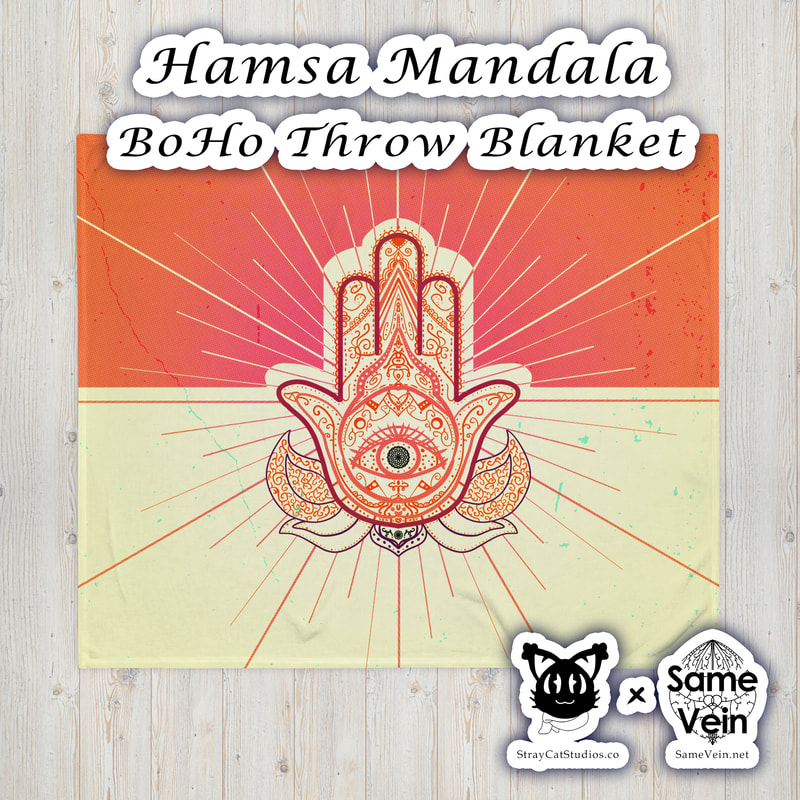 HAMSA MANDALA | BOHO THROW BLANKET | 50X60

***DETAILS***

Do you feel that your home is missing an eye-catching, yet practical design element? Solve this problem with a soft silk touch Boho throw blanket with a hand drawn Hamsa Mandala design that's ideal for lounging on the couch during chilly evenings. Sure to bring peace & comfort for you both inside and out!

***FABRICATION & MATERIALS***

• 100% polyester
• Blanket size: 50″ × 60″ (127 × 153 cm)
• Soft silk touch fabric
• Printing on one side
• White reverse side
• Machine-washable
• Hypoallergenic
• Flame retardant
• Blank product sourced from China

***DISCOVER MORE***

If you enjoyed this Mandala Boho Throw Blanket, check out our others here:

Mandala Boho Throw Blankets: https://www.etsy.com/shop/SameVein?ref=profile_header§ion_id=37091535

***SAME VEIN & STRAY CAT STUDIOS***

Thank you so much for your support! When people shop with us, it allows us to do more to support others, whether it be with our mental wellness & health work or assisting other creators do what they do best! We hope our work brings you peace and happiness both inside and out!

Share the love on social media and tag us for a chance of free giveaways!

Same Vein:
“A blog and community using creative outlets to understand mental wellness. Whether it be poetry, art, music, or any other medium, join in on the conversations! Check out our guided journals and planners or mandala activity and coloring books for self-improvement exercises. We also have home décor, books, poetry, apparel and accessories.”

• Etsy - https://www.etsy.com/shop/SameVein
• Website – SameVein.net
• Pinterest - @SameVein
• Facebook - @AlongTheSameVein
• Twitter - @Same_Vein
• Instagram - @Same_Vein

Stray Cat Studios:
“A community of creators working for creators. Our goal is to bridge the gap between company and community, bringing together the support and funds creators need to keep doing what they love while lifting each other up at the same time. The arts are not about competition, it is about cooperation. We're all in this together!”

• Website - StrayCatStudios.co
• Pinterest - @StrayCatStudios
• Facebook - @straycatstudiosofficial
• Twitter - @StrayCatArt
• Instagram - @straycatstudios

Much love! <3