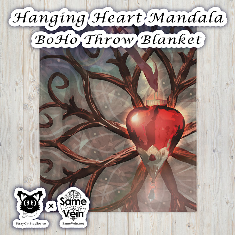 HANGING HEART MANDALA | BOHO THROW BLANKET | 50X60

***DETAILS***

Do you feel that your home is missing an eye-catching, yet practical design element? Solve this problem with a soft silk touch Boho throw blanket with a hand drawn Hanging Heart Mandala design that's ideal for lounging on the couch during chilly evenings. Sure to bring peace & comfort for you both inside and out!

***FABRICATION & MATERIALS***

• 100% polyester
• Blanket size: 50″ × 60″ (127 × 153 cm)
• Soft silk touch fabric
• Printing on one side
• White reverse side
• Machine-washable
• Hypoallergenic
• Flame retardant
• Blank product sourced from China

***DISCOVER MORE***

If you enjoyed this Mandala Boho Throw Blanket, check out our others here:

Mandala Boho Throw Blankets: https://www.etsy.com/shop/SameVein?ref=profile_header§ion_id=37091535

***SAME VEIN & STRAY CAT STUDIOS***

Thank you so much for your support! When people shop with us, it allows us to do more to support others, whether it be with our mental wellness & health work or assisting other creators do what they do best! We hope our work brings you peace and happiness both inside and out!

Share the love on social media and tag us for a chance of free giveaways!

Same Vein:
“A blog and community using creative outlets to understand mental wellness. Whether it be poetry, art, music, or any other medium, join in on the conversations! Check out our guided journals and planners or mandala activity and coloring books for self-improvement exercises. We also have home décor, books, poetry, apparel and accessories.”

• Etsy - https://www.etsy.com/shop/SameVein
• Website – SameVein.net
• Pinterest - @SameVein
• Facebook - @AlongTheSameVein
• Twitter - @Same_Vein
• Instagram - @Same_Vein

Stray Cat Studios:
“A community of creators working for creators. Our goal is to bridge the gap between company and community, bringing together the support and funds creators need to keep doing what they love while lifting each other up at the same time. The arts are not about competition, it is about cooperation. We're all in this together!”

• Website - StrayCatStudios.co
• Pinterest - @StrayCatStudios
• Facebook - @straycatstudiosofficial
• Twitter - @StrayCatArt
• Instagram - @straycatstudios

Much love! <3