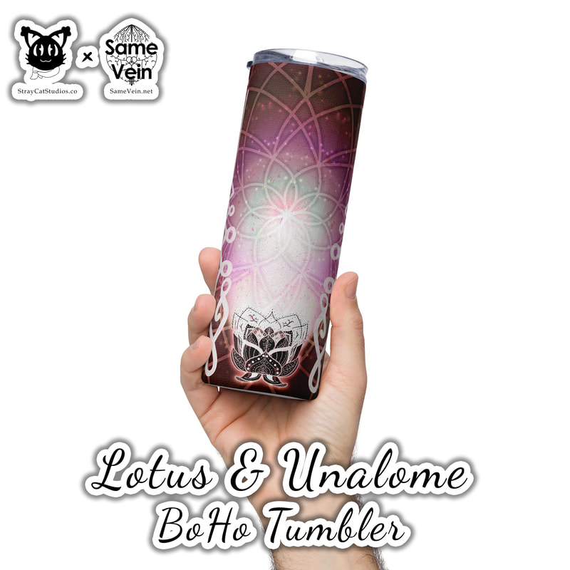 LOTUS & UNALOME | BOHO TUMBLER

***DETAILS***

Enjoy hot or cold drinks on the go with this stylish stainless steel BoHo Tumbler featuring our Lotus & Unalome Mandala original artwork! This reusable tumbler with a metal straw is a perfect combo for hot or cold drinks at any time of the day, guaranteeing you'll feel good both inside and out. Digital PNG for tumbler wrap also available. Read below for more info!

• High-grade stainless steel tumbler
• 20 oz (600 ml)
• Tumbler size: 3.11″ × 8.42″ (7.9 cm × 21.4 cm)
• Straw and lid included with the tumbler
• A cylindrical shape (top to bottom) featuring 360 printable area
• Matte finish
• Protective color layer (varnish)

***DISCOVER MORE***

• If you enjoyed this Boho Tumbler, check out our others here:

Boho Tumblers: https://www.etsy.com/shop/SameVein?ref=shop_sugg§ion_id=39574002

• If you would prefer to craft your own as well, get our seamless digital tumbler wrap PNG downloads here:

Seamless BoHo Tumbler Wraps: https://www.etsy.com/shop/SameVein?ref=shop_sugg§ion_id=40059343

***SAME VEIN & STRAY CAT STUDIOS***

Thank you so much for your support! When people shop with us, it allows us to do more to support others, whether it be with our mental wellness & health work or assisting other creators do what they do best! We hope our work brings you peace and happiness both inside and out!

Share the love on social media and tag us for a chance of free giveaways!

Same Vein:
“A blog and community using creative outlets to understand mental wellness. Whether it be poetry, art, music, or any other medium, join in on the conversations! Check out our guided journals and planners or mandala activity and coloring books for self-improvement exercises. We also have home décor, books, poetry, apparel and accessories.”

• Etsy - https://www.etsy.com/shop/SameVein
• Website – SameVein.net
• Pinterest - @SameVein
• Facebook - @AlongTheSameVein
• Twitter - @Same_Vein
• Instagram - @Same_Vein

Stray Cat Studios:
“A community of creators working for creators. Our goal is to bridge the gap between company and community, bringing together the support and funds creators need to keep doing what they love while lifting each other up at the same time. The arts are not about competition, it is about cooperation. We're all in this together!”

• Website - StrayCatStudios.co
• Pinterest - @StrayCatStudios
• Facebook - @straycatstudiosofficial
• Twitter - @StrayCatArt
• Instagram - @straycatstudios

Much love! <3