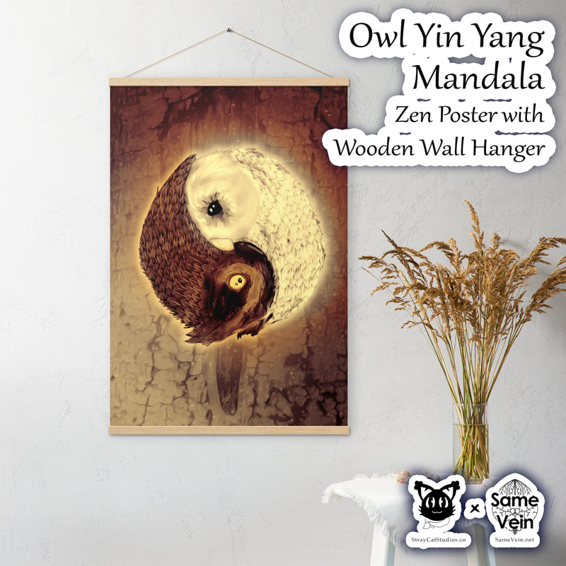 ☀ YIN YANG OWL MANDALA • ZEN POSTER WITH WOODEN WALL HANGER ☀


★★★ DETAILS ★★★

☆ Bring peace, creativity and fun into your space with our original Yin Yang Owl Mandala artwork. This matte Zen Poster comes with a lightweight Wooden Hanger and will fit any interior BoHo home décor, brightening your house and spirit! Use it as a statement piece or to create more depth on your gallery wall.



★★★ FABRICATION & MATERIALS ★★★

♥ Hangers made from natural wood
♥ Hanger piece thickness: 0.2″ (0.5 mm)
♥ Hanger piece width: 0.79″ (2 cm)
♥ Paper weight: 192 g/m²
♥ Poster secured by magnets
♥ Comes with a matching string
♥ Wood sourced from the Baltics
♥ Paper sourced from Japan
♥ Blank product sourced from the UK



★★★ ABOUT OUR ARTWORK ★★★

☆ MANDALAS have seemingly endless design possibilities and meanings spanning throughout a multitude of spirituality, philosophy, religion, and much more since the 4th century.

♥ Zen like configurations of shapes and symbols.
♥ Often used as a tool for spiritual guidance aiding in meditation and trance induction.
♥ Originally seen in Buddhism, Hinduism, Jainism, Shintoism; representing mindful ideas, principles, shrines, and deities.
♥ Normally layered with many patterns repeated from the outside border to the inner core, the mandala is seen as a general representation of the spiritual journey, helping it spread across the world and resonating with many people outside of religion.

☆ SACRED GEOMETRY explores any and all spiritual meanings found in shapes throughout nature, math, science, the universe, and our souls.

♥ Some of the most famous examples in Sacred geometry include the Metatron Cube, Tree of Life, Hexagram, Flower of Life, Vesica Piscis, Icosahedron, Labyrinth, Hamsa, Yin Yang, Sri Yantra, the Golden Ratio, and so much more
♥ Being tied to real life evidence throughout all of time, meaning in the shapes range from mapping the creation of the universe, balancing harmony and chaos, understanding life, growth, and death, and countless other core components of what makes the world what it is.

☆ The YIN YANG, also known as the "Diagram of the Great Ultimate", is a philosophical idea of balance attributed by the Chinese Cosmologist Zhou Dunyi.

♥ Yin, the black portion of the symbol, is connected to female energy, darkness, the earth, passivity, and much more.
♥ Yang, the white segment, is associated with male vibes, light, the heavens, activity, and so forth.
♥ Brought together, you find complete balance and harmony in mind, body, and soul. You cannot have one without the other.

☆ The OWL spirit animal is a mark of wisdom, independence, intuition, and observant listening.

♥ Most find the sighting of an owl to be a good omen, freeing you from the things that hold you back.
♥ Owls are also seen as messengers of death, symbolizing change and transitions in life.
♥ Someone with strong connections to the owl are most likely genuine and able to see through deceit as well as see other things most cannot.



★★★ DISCOVER MORE ★★★

☆ If you enjoyed this Zen Poster with Wooden Wall Hanger, check out our others here ↓

☆ Meditation Wall Hangings → https://www.etsy.com/shop/SameVein?section_id=37842170



★★★ SAME VEIN & STRAY CAT STUDIOS ★★★

☆ Thank you so much for your support! When people shop with us, it allows us to do more to support others, whether it be with our mental wellness & health work or assisting other creators do what they do best! We hope our work brings you peace and happiness both inside and out!

☆ Share the love on social media and tag us for a chance of free giveaways!

☆ Same Vein:

“A blog and community using creative outlets to understand mental wellness. Whether it be poetry, art, music, or any other medium, join in on the conversations! Check out our guided journals and planners or mandala activity and coloring books for self-improvement exercises. We also have home décor, books, poetry, apparel and accessories.”

♥ Etsy → https://www.etsy.com/shop/SameVein
♥ Website → SameVein.net
♥ Pinterest → @SameVein
♥ Facebook → @AlongTheSameVein
♥ Twitter → @Same_Vein
♥ Instagram → @Same_Vein

☆ Stray Cat Studios:

“A community of creators working for creators. Our goal is to bridge the gap between company and community, bringing together the support and funds creators need to keep doing what they love while lifting each other up at the same time. The arts are not about competition, it is about cooperation. We're all in this together!”

♥ Website → StrayCatStudios.co
♥ Pinterest → @StrayCatStudios
♥ Facebook → @straycatstudiosofficial
♥ Twitter → @StrayCatArt
♥ Instagram → @straycatstudios

Much love! ♪