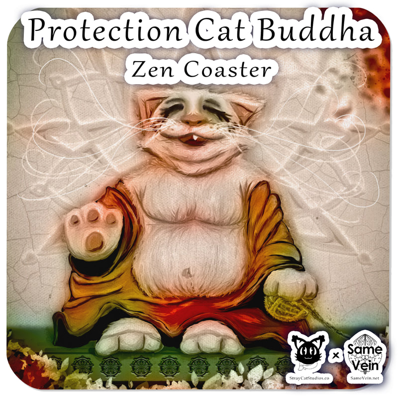 ☀ PROTECTION CAT BUDDHA • ZEN COASTER ☀


★★★ DETAILS ★★★

☆ This cork-back Zen coaster with our Protection Cat Buddha Mandala artwork is a perfect match for your favorite mug! Create a peaceful homey feel both inside your house and your spirit while protecting your coffee table or nightstand from mug stains and moisture. The coaster is waterproof and heat-resistant, designed to last a long time. Buy it for yourself or as a lovely gift for your BoHo friends and family. Get a set of 4 or more to avoid any and all shipping too!



★★★ FABRICATION & MATERIALS ★★★

♥ Hardboard MDF 0.12″ (3 mm)
♥ Cork 0.04″ (1 mm)
♥ High-gloss coating on top
♥ Size: 3.74″ × 3.74″ × 0.16″ (95 × 95 × 4 mm)
♥ Rounded corners
♥ Water-repellent, heat-resistant, and non-slip
♥ Easy to clean

☆ The displayed price is for a single item.



★★★ ABOUT OUR ARTWORK ★★★

☆ MANDALAS have seemingly endless design possibilities and meanings spanning throughout a multitude of spirituality, philosophy, religion, and much more since the 4th century.

♥ Zen like configurations of shapes and symbols.
♥ Often used as a tool for spiritual guidance aiding in meditation and trance induction.
♥ Originally seen in Buddhism, Hinduism, Jainism, Shintoism; representing mindful ideas, principles, shrines, and deities.
♥ Normally layered with many patterns repeated from the outside border to the inner core, the mandala is seen as a general representation of the spiritual journey, helping it spread across the world and resonating with many people outside of religion.

☆ SACRED GEOMETRY explores any and all spiritual meanings found in shapes throughout nature, math, science, the universe, and our souls.

♥ Some of the most famous examples in Sacred geometry include the Metatron Cube, Tree of Life, Hexagram, Flower of Life, Vesica Piscis, Icosahedron, Labyrinth, Hamsa, Yin Yang, Sri Yantra, the Golden Ratio, and so much more.
♥ Being tied to real life evidence throughout all of time, meaning in the shapes range from mapping the creation of the universe, balancing harmony and chaos, understanding life, growth, and death, and countless other core components of what makes the world what it is.

☆ The PROTECTION BUDDHA POSE is one of many poses the Buddha is depicted in throughout art and statues.

♥ This pose is meant to be a shield for you, with the Buddha's right hand (or paw) raised and facing outwards.
♥ Another general meaning behind this pose or symbol is an offering of protection from or the overcoming of fear, anger, and delusion.



★★★ DISCOVER MORE ★★★

☆ If you enjoyed this Zen Coaster, check out our others here ↓

☆ Zen Coasters → https://www.etsy.com/shop/SameVein?ref=shop_sugg§ion_id=40320926



★★★ SAME VEIN & STRAY CAT STUDIOS ★★★

☆ Thank you so much for your support! When people shop with us, it allows us to do more to support others, whether it be with our mental wellness & health work or assisting other creators do what they do best! We hope our work brings you peace and happiness both inside and out!

☆ Share the love on social media and tag us for a chance of free giveaways!

☆ Same Vein:

“A blog and community using creative outlets to understand mental wellness. Whether it be poetry, art, music, or any other medium, join in on the conversations! Check out our guided journals and planners or mandala activity and coloring books for self-improvement exercises. We also have home décor, books, poetry, apparel and accessories.”

♥ Etsy → https://www.etsy.com/shop/SameVein
♥ Website → SameVein.net
♥ Pinterest → @SameVein
♥ Facebook → @AlongTheSameVein
♥ Twitter → @Same_Vein
♥ Instagram → @Same_Vein

☆ Stray Cat Studios:

“A community of creators working for creators. Our goal is to bridge the gap between company and community, bringing together the support and funds creators need to keep doing what they love while lifting each other up at the same time. The arts are not about competition, it is about cooperation. We're all in this together!”

♥ Website → StrayCatStudios.co
♥ Pinterest → @StrayCatStudios
♥ Facebook → @straycatstudiosofficial
♥ Twitter → @StrayCatArt
♥ Instagram → @straycatstudios

Much love! ♪