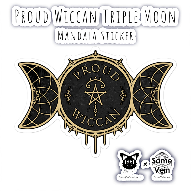 PROUD WICCAN TRIPLE MOON | MANDALA STICKER

***DETAILS***

These Mandala Stickers with the our Proud Wiccan Triple Moon artwork are printed on durable, high opacity adhesive vinyl which makes them perfect for regular use, as well as for covering other stickers or paint. The high-quality vinyl ensures there are no bubbles when applying the stickers. I hope these bring you Peace, Love, & Mindfulness!

• High opacity film that’s impossible to see through
• Fast and easy bubble-free application
• Durable vinyl, perfect for indoor use
• 95µ density

Excellent for accessorizing:

• Tumblers & Water Bottles
• Walls, Windows, & Doors
• Phones & Computers
• Lockers & Desks
• Journals & Planners
• And so much more!

Don't forget to clean the surface before applying the sticker.

***DISCOVER MORE***

If you enjoyed this Mandala Sticker, check out our others here:

Mandala & Mental Wellness Stickers: https://www.etsy.com/shop/SameVein?ref=shop_sugg§ion_id=39198870

***SAME VEIN & STRAY CAT STUDIOS***

Thank you so much for your support! When people shop with us, it allows us to do more to support others, whether it be with our mental wellness & health work or assisting other creators do what they do best! We hope our work brings you peace and happiness both inside and out!

Share the love on social media and tag us for a chance of free giveaways!

Same Vein:
“A blog and community using creative outlets to understand mental wellness. Whether it be poetry, art, music, or any other medium, join in on the conversations! Check out our guided journals and planners or mandala activity and coloring books for self-improvement exercises. We also have home décor, books, poetry, apparel and accessories.”

• Etsy - https://www.etsy.com/shop/SameVein
• Website – SameVein.net
• Pinterest - @SameVein
• Facebook - @AlongTheSameVein
• Twitter - @Same_Vein
• Instagram - @Same_Vein

Stray Cat Studios:
“A community of creators working for creators. Our goal is to bridge the gap between company and community, bringing together the support and funds creators need to keep doing what they love while lifting each other up at the same time. The arts are not about competition, it is about cooperation. We're all in this together!”

• Website - StrayCatStudios.co
• Pinterest - @StrayCatStudios
• Facebook - @straycatstudiosofficial
• Twitter - @StrayCatArt
• Instagram - @straycatstudios

Much love! <3