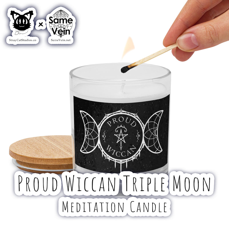 PROUD WICCAN TRIPLE MOON | MEDITATION CANDLE

***DETAILS***

Placed in a glass core and fitted with a wooden top, this Proud Wiccan Triple Moon mandala Meditation glass jar Candle functions as a stylish home decoration. Light it up and watch how the dancing flame brings warmth and peace to both your room and your spirit!

• 100% paraffin
• 3.8″ × 3.2″ (97 × 80 mm) glass vessel
• 0.2″ (5 mm) wooden top
• Product weight: 1.2 lbs (545g)
• Burning time up to 40 hours


Using our Meditation Candle is excellent for focusing on:

• Reflecting
• Reducing Anxiety
• Mindfulness
• Perspective
• Meditation
• Gratitude
• Self-Love Affirmation
• Fulfillment
• Goals and Dreams
• Anger and Stress Control
• Peace and Love


***DISCOVER MORE***

If you enjoyed this Meditation Candle, check out our others here:

Meditation Candles: https://www.etsy.com/shop/SameVein?ref=shop_sugg§ion_id=39621880

***SAME VEIN & STRAY CAT STUDIOS***

Thank you so much for your support! When people shop with us, it allows us to do more to support others, whether it be with our mental wellness & health work or assisting other creators do what they do best! We hope our work brings you peace and happiness both inside and out!

Share the love on social media and tag us for a chance of free giveaways!

Same Vein:
“A blog and community using creative outlets to understand mental wellness. Whether it be poetry, art, music, or any other medium, join in on the conversations! Check out our guided journals and planners or mandala activity and coloring books for self-improvement exercises. We also have home décor, books, poetry, apparel and accessories.”

• Etsy - https://www.etsy.com/shop/SameVein
• Website – SameVein.net
• Pinterest - @SameVein
• Facebook - @AlongTheSameVein
• Twitter - @Same_Vein
• Instagram - @Same_Vein

Stray Cat Studios:
“A community of creators working for creators. Our goal is to bridge the gap between company and community, bringing together the support and funds creators need to keep doing what they love while lifting each other up at the same time. The arts are not about competition, it is about cooperation. We're all in this together!”

• Website - StrayCatStudios.co
• Pinterest - @StrayCatStudios
• Facebook - @straycatstudiosofficial
• Twitter - @StrayCatArt
• Instagram - @straycatstudios

Much love! <3