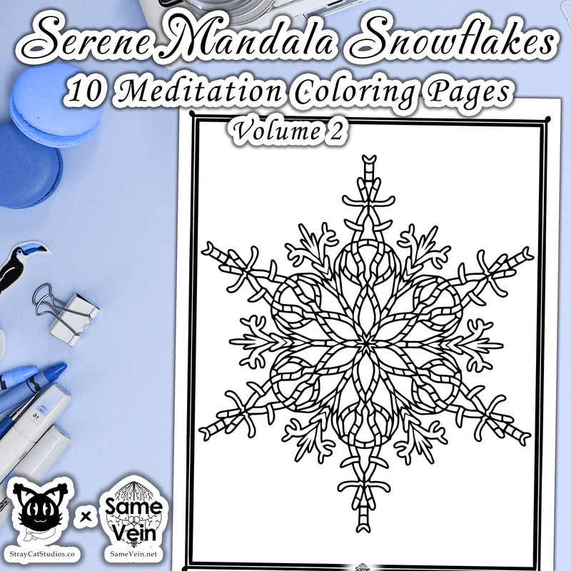 SERENE MANDALA SNOWFLAKES | 10 MEDITATION COLORING PAGES | VOLUME 1

***DETAILS***

Do you struggle with keeping your mind and spirit in check? Perhaps you have a hard time managing anxiety or anger. Or maybe you are going through some trauma that you have not yet meditated on. Whether or not you have something specific to focus on, spending a few moments every day to take a break from the stresses of life can revamp your spirt and give your mind fresh eyes. Our Mandala and Sacred Geometry Coloring and Activity Printables are the perfect gift for others and yourself to practice daily mental wellness. Meditate calmly or empty your mind while you immerse yourself into the original hand drawn designs. I hope these Zen snowflakes bring peace and joy to all your Christmas and other Winter Holiday

These Simple Mandala Coloring Pages are designed to encourage daily Peace & Relaxation, focusing on these key qualities:

• Reflection
• Anxiety
• Mindfulness
• Perspective
• Meditation
• Gratitude
• Self-Love Affirmation
• Fulfillment
• Goals and Dreams
• Anger and Stress Control
• Peace and Love
• Perfectly suitable coloring book for Adults and Kids, including those with hard pains or just short on time!
• 20 unique hand drawn Mandalas varying in complexity & design so you can always find one to fit your mood and release stress.
• Download and color digitally in any software you wish. Great for creating backgrounds for your devices!

Print yours now as it is never too late to better yourself!

-For personal use only. Designs may not be resold

***DISCOVER MORE***

If you enjoyed this Mandala Coloring Page, check out our others here:

Mandala Coloring Pages: https://www.etsy.com/shop/SameVein?ref=simple-shop-header-name&listing_id=1172114157§ion_id=37079362

***SAME VEIN & STRAY CAT STUDIOS***

Thank you so much for your support! When people shop with us, it allows us to do more to support others, whether it be with our mental wellness & health work or assisting other creators do what they do best! We hope our work brings you peace and happiness both inside and out!

Share the love on social media and tag us for a chance of free giveaways!

Same Vein:
“A blog and community using creative outlets to understand mental wellness. Whether it be poetry, art, music, or any other medium, join in on the conversations! Check out our guided journals and planners or mandala activity and coloring books for self-improvement exercises. We also have home décor, books, poetry, apparel and accessories.”

• Etsy - https://www.etsy.com/shop/SameVein
• Website – SameVein.net
• Pinterest - @SameVein
• Facebook - @AlongTheSameVein
• Twitter - @Same_Vein
• Instagram - @Same_Vein

Stray Cat Studios:
“A community of creators working for creators. Our goal is to bridge the gap between company and community, bringing together the support and funds creators need to keep doing what they love while lifting each other up at the same time. The arts are not about competition, it is about cooperation. We're all in this together!”

• Website - StrayCatStudios.co
• Pinterest - @StrayCatStudios
• Facebook - @straycatstudiosofficial
• Twitter - @StrayCatArt
• Instagram - @straycatstudios

Much love! <3