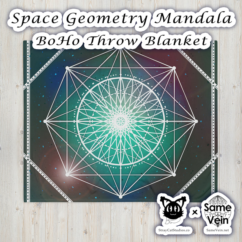 SPACE GEOMETRY MANDALA | BOHO THROW BLANKET | 50X60

***DETAILS***

Do you feel that your home is missing an eye-catching, yet practical design element? Solve this problem with a soft silk touch Boho throw blanket with a hand drawn Space Geometry Mandala design that's ideal for lounging on the couch during chilly evenings. Sure to bring peace & comfort for you both inside and out!

***FABRICATION & MATERIALS***

• 100% polyester
• Blanket size: 50″ × 60″ (127 × 153 cm)
• Soft silk touch fabric
• Printing on one side
• White reverse side
• Machine-washable
• Hypoallergenic
• Flame retardant
• Blank product sourced from China

***DISCOVER MORE***

If you enjoyed this Mandala Boho Throw Blanket, check out our others here:

Mandala Boho Throw Blankets: https://www.etsy.com/shop/SameVein?ref=profile_header§ion_id=37091535

***SAME VEIN & STRAY CAT STUDIOS***

Thank you so much for your support! When people shop with us, it allows us to do more to support others, whether it be with our mental wellness & health work or assisting other creators do what they do best! We hope our work brings you peace and happiness both inside and out!

Share the love on social media and tag us for a chance of free giveaways!

Same Vein:
“A blog and community using creative outlets to understand mental wellness. Whether it be poetry, art, music, or any other medium, join in on the conversations! Check out our guided journals and planners or mandala activity and coloring books for self-improvement exercises. We also have home décor, books, poetry, apparel and accessories.”

• Etsy - https://www.etsy.com/shop/SameVein
• Website – SameVein.net
• Pinterest - @SameVein
• Facebook - @AlongTheSameVein
• Twitter - @Same_Vein
• Instagram - @Same_Vein

Stray Cat Studios:
“A community of creators working for creators. Our goal is to bridge the gap between company and community, bringing together the support and funds creators need to keep doing what they love while lifting each other up at the same time. The arts are not about competition, it is about cooperation. We're all in this together!”

• Website - StrayCatStudios.co
• Pinterest - @StrayCatStudios
• Facebook - @straycatstudiosofficial
• Twitter - @StrayCatArt
• Instagram - @straycatstudios

Much love! <3