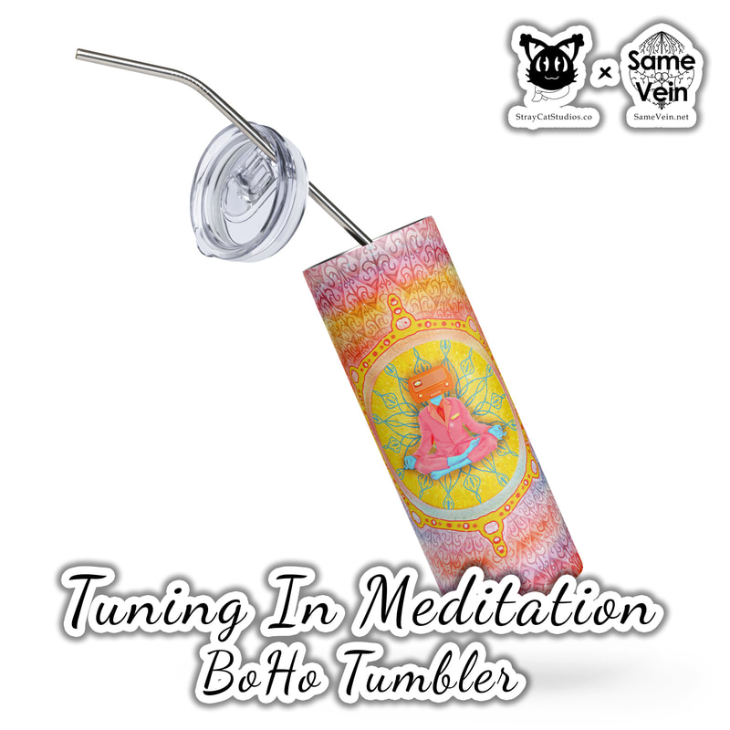 TUNING IN MEDITATION | BOHO TUMBLER

***DETAILS***

Enjoy hot or cold drinks on the go with this stylish stainless steel BoHo Tumbler featuring our Tuning In Meditation Mandala original artwork! This reusable tumbler with a metal straw is a perfect combo for hot or cold drinks at any time of the day, guaranteeing you'll feel good both inside and out. Digital PNG for tumbler wrap also available. Read below for more info!

• High-grade stainless steel tumbler
• 20 oz (600 ml)
• Tumbler size: 3.11″ × 8.42″ (7.9 cm × 21.4 cm)
• Straw and lid included with the tumbler
• A cylindrical shape (top to bottom) featuring 360 printable area
• Matte finish
• Protective color layer (varnish)

***DISCOVER MORE***

• If you enjoyed this Boho Tumbler, check out our others here:

Boho Tumblers: https://www.etsy.com/shop/SameVein?ref=shop_sugg§ion_id=39574002

• If you would prefer to craft your own as well, get our seamless digital tumbler wrap PNG downloads here:

Seamless BoHo Tumbler Wraps: https://www.etsy.com/shop/SameVein?ref=shop_sugg§ion_id=40059343

***SAME VEIN & STRAY CAT STUDIOS***

Thank you so much for your support! When people shop with us, it allows us to do more to support others, whether it be with our mental wellness & health work or assisting other creators do what they do best! We hope our work brings you peace and happiness both inside and out!

Share the love on social media and tag us for a chance of free giveaways!

Same Vein:
“A blog and community using creative outlets to understand mental wellness. Whether it be poetry, art, music, or any other medium, join in on the conversations! Check out our guided journals and planners or mandala activity and coloring books for self-improvement exercises. We also have home décor, books, poetry, apparel and accessories.”

• Etsy - https://www.etsy.com/shop/SameVein
• Website – SameVein.net
• Pinterest - @SameVein
• Facebook - @AlongTheSameVein
• Twitter - @Same_Vein
• Instagram - @Same_Vein

Stray Cat Studios:
“A community of creators working for creators. Our goal is to bridge the gap between company and community, bringing together the support and funds creators need to keep doing what they love while lifting each other up at the same time. The arts are not about competition, it is about cooperation. We're all in this together!”

• Website - StrayCatStudios.co
• Pinterest - @StrayCatStudios
• Facebook - @straycatstudiosofficial
• Twitter - @StrayCatArt
• Instagram - @straycatstudios

Much love! <3