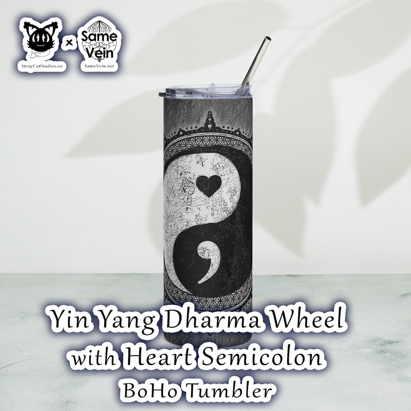☀ YIN YANG DHARMA WHEEL WITH HEART SEMICOLON • BOHO TUMBLER ☀


★★★ DETAILS ★★★

☆ Enjoy hot or cold drinks on the go with this stylish stainless steel BoHo Tumbler featuring our Yin Yang Dharma Wheel with Heart Semicolon Mandala original artwork! This reusable tumbler with a metal straw is a perfect combo for hot or cold drinks at any time of the day, guaranteeing you'll feel good both inside and out. Digital PNG for tumbler wrap also available. Read below for more info!



★★★ FABRICATION & MATERIALS ★★★

♥ High-grade stainless steel tumbler
♥ 20 oz (600 ml)
♥ Tumbler size: 3.11″ × 8.42″ (7.9 cm × 21.4 cm)
♥ Straw and lid included with the tumbler
♥ A cylindrical shape (top to bottom) featuring 360 printable area
♥ Matte finish
♥ Protective color layer (varnish)



★★★ ABOUT OUR ARTWORK ★★★

☆ MANDALAS have seemingly endless design possibilities and meanings spanning throughout a multitude of spirituality, philosophy, religion, and much more since the 4th century.

♥ Zen like configurations of shapes and symbols.
♥ Often used as a tool for spiritual guidance aiding in meditation and trance induction.
♥ Originally seen in Buddhism, Hinduism, Jainism, Shintoism; representing mindful ideas, principles, shrines, and deities.
♥ Normally layered with many patterns repeated from the outside border to the inner core, the mandala is seen as a general representation of the spiritual journey, helping it spread across the world and resonating with many people outside of religion.

☆ SACRED GEOMETRY explores any and all spiritual meanings found in shapes throughout nature, math, science, the universe, and our souls.

♥ Some of the most famous examples in Sacred geometry include the Metatron Cube, Tree of Life, Hexagram, Flower of Life, Vesica Piscis, Icosahedron, Labyrinth, Hamsa, Yin Yang, Sri Yantra, the Golden Ratio, and so much more
♥ Being tied to real life evidence throughout all of time, meaning in the shapes range from mapping the creation of the universe, balancing harmony and chaos, understanding life, growth, and death, and countless other core components of what makes the world what it is.

☆ The YIN YANG, also known as the "Diagram of the Great Ultimate", is a philosophical idea of balance attributed by the Chinese Cosmologist Zhou Dunyi.

♥ Yin, the black portion of the symbol, is connected to female energy, darkness, the earth, passivity, and much more.
♥ Yang, the white segment, is associated with male vibes, light, the heavens, activity, and so forth.
♥ Brought together, you find complete balance and harmony in mind, body, and soul. You cannot have one without the other.

☆ The FLOWER OF LIFE symbol is one of the most well known illustrations of Sacred Geometry.

♥ Starting with the Vesica Piscis symbol (2 overlapping circles), the pattern extends out to 19 circles traditionally.
♥ When represented with only 7 interconnected circles, you have the SEED OF LIFE.
♥ Many find this pattern throughout all of nature, lending itself to representing all of Life, the formation of the Universe, and Existence itself.

☆ The SEMICOLON indicates a sudden long pause in literature, but this has spiritually and emotionally expanded deeper.

♥ The design is a message of solidarity and affirmation for those handling mental wellness issues such as depression, bipolar, and addiction.
♥ Many attribute the semicolon to suicide awareness, as those who passed this way also came to a sudden stop in their story.
♥ Many use the symbol to mark themselves as to connect with others that resonate with the semicolon.



★★★ DISCOVER MORE ★★★

☆ If you enjoyed this BoHo Tumbler, check out our others here ↓

☆ BoHo Tumblers → https://www.etsy.com/shop/SameVein?ref=shop_sugg§ion_id=39574002

☆ If you would prefer to craft your own as well, get our seamless digital tumbler wrap PNG downloads here ↓

☆ Seamless BoHo Tumbler Wraps → https://www.etsy.com/shop/SameVein?ref=shop_sugg§ion_id=40059343



★★★ SAME VEIN & STRAY CAT STUDIOS ★★★

☆ Thank you so much for your support! When people shop with us, it allows us to do more to support others, whether it be with our mental wellness & health work or assisting other creators do what they do best! We hope our work brings you peace and happiness both inside and out!

☆ Share the love on social media and tag us for a chance of free giveaways!

☆ Same Vein:

“A blog and community using creative outlets to understand mental wellness. Whether it be poetry, art, music, or any other medium, join in on the conversations! Check out our guided journals and planners or mandala activity and coloring books for self-improvement exercises. We also have home décor, books, poetry, apparel and accessories.”

♥ Etsy → https://www.etsy.com/shop/SameVein
♥ Website → SameVein.net
♥ Pinterest → @SameVein
♥ Facebook → @AlongTheSameVein
♥ Twitter → @Same_Vein
♥ Instagram → @Same_Vein

☆ Stray Cat Studios:

“A community of creators working for creators. Our goal is to bridge the gap between company and community, bringing together the support and funds creators need to keep doing what they love while lifting each other up at the same time. The arts are not about competition, it is about cooperation. We're all in this together!”

♥ Website → StrayCatStudios.co
♥ Pinterest → @StrayCatStudios
♥ Facebook → @straycatstudiosofficial
♥ Twitter → @StrayCatArt
♥ Instagram → @straycatstudios

Much love! ♪