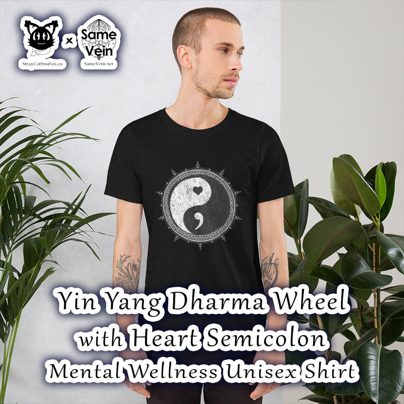 ☀ YIN YANG DHARMA WHEEL WITH HEART SEMICOLON • MENTAL WELLNESS • SHORT-SLEEVE UNISEX T-SHIRT ☀


★★★ DETAILS ★★★

☆ This Mental Wellness short-sleeve unisex t-shirt with our inspirational Yin Yang Dharma Wheel with Heart Semicolon artwork is everything you've dreamed of and more. Designed to bring you peace and comfort inside and out! It feels soft and lightweight, with the right amount of stretch. It's comfortable and flattering for all.



★★★ FABRICATION & MATERIALS ★★★

♥ 100% combed and ring-spun cotton (Heather colors contain polyester)
♥ Fabric weight: 4.2 oz/yd² (142 g/m²)
♥ Pre-shrunk fabric
♥ Side-seamed construction
♥ Shoulder-to-shoulder taping
♥ Blank product sourced from Guatemala, Nicaragua, Mexico, Honduras, or the US



★★★ ABOUT OUR ARTWORK ★★★

☆ MANDALAS have seemingly endless design possibilities and meanings spanning throughout a multitude of spirituality, philosophy, religion, and much more since the 4th century.

♥ Zen like configurations of shapes and symbols.
♥ Often used as a tool for spiritual guidance aiding in meditation and trance induction.
♥ Originally seen in Buddhism, Hinduism, Jainism, Shintoism; representing mindful ideas, principles, shrines, and deities.
♥ Normally layered with many patterns repeated from the outside border to the inner core, the mandala is seen as a general representation of the spiritual journey, helping it spread across the world and resonating with many people outside of religion.

☆ SACRED GEOMETRY explores any and all spiritual meanings found in shapes throughout nature, math, science, the universe, and our souls.

♥ Some of the most famous examples in Sacred geometry include the Metatron Cube, Tree of Life, Hexagram, Flower of Life, Vesica Piscis, Icosahedron, Labyrinth, Hamsa, Yin Yang, Sri Yantra, the Golden Ratio, and so much more
♥ Being tied to real life evidence throughout all of time, meaning in the shapes range from mapping the creation of the universe, balancing harmony and chaos, understanding life, growth, and death, and countless other core components of what makes the world what it is.

☆ The YIN YANG, also known as the "Diagram of the Great Ultimate", is a philosophical idea of balance attributed by the Chinese Cosmologist Zhou Dunyi.

♥ Yin, the black portion of the symbol, is connected to female energy, darkness, the earth, passivity, and much more.
♥ Yang, the white segment, is associated with male vibes, light, the heavens, activity, and so forth.
♥ Brought together, you find complete balance and harmony in mind, body, and soul. You cannot have one without the other.

☆ The FLOWER OF LIFE symbol is one of the most well known illustrations of Sacred Geometry.

♥ Starting with the Vesica Piscis symbol (2 overlapping circles), the pattern extends out to 19 circles traditionally.
♥ When represented with only 7 interconnected circles, you have the SEED OF LIFE.
♥ Many find this pattern throughout all of nature, lending itself to representing all of Life, the formation of the Universe, and Existence itself.

☆ The SEMICOLON indicates a sudden long pause in literature, but this has spiritually and emotionally expanded deeper.

♥ The design is a message of solidarity and affirmation for those handling mental wellness issues such as depression, bipolar, and addiction.
♥ Many attribute the semicolon to suicide awareness, as those who passed this way also came to a sudden stop in their story.
♥ Many use the symbol to mark themselves as to connect with others that resonate with the semicolon.



★★★ DISCOVER MORE ★★★

☆ If you enjoyed this BoHo Mandala Apparel, check out our others here ↓

☆ BoHo Mandala Apparel → https://www.etsy.com/shop/SameVein?ref=profile_header§ion_id=37168463



★★★ SAME VEIN & STRAY CAT STUDIOS ★★★

☆ Thank you so much for your support! When people shop with us, it allows us to do more to support others, whether it be with our mental wellness & health work or assisting other creators do what they do best! We hope our work brings you peace and happiness both inside and out!

☆ Share the love on social media and tag us for a chance of free giveaways!

☆ Same Vein:

“A blog and community using creative outlets to understand mental wellness. Whether it be poetry, art, music, or any other medium, join in on the conversations! Check out our guided journals and planners or mandala activity and coloring books for self-improvement exercises. We also have home décor, books, poetry, apparel and accessories.”

♥ Etsy → https://www.etsy.com/shop/SameVein
♥ Website → SameVein.net
♥ Pinterest → @SameVein
♥ Facebook → @AlongTheSameVein
♥ Twitter → @Same_Vein
♥ Instagram → @Same_Vein

☆ Stray Cat Studios:

“A community of creators working for creators. Our goal is to bridge the gap between company and community, bringing together the support and funds creators need to keep doing what they love while lifting each other up at the same time. The arts are not about competition, it is about cooperation. We're all in this together!”

♥ Website → StrayCatStudios.co
♥ Pinterest → @StrayCatStudios
♥ Facebook → @straycatstudiosofficial
♥ Twitter → @StrayCatArt
♥ Instagram → @straycatstudios

Much love! ♪