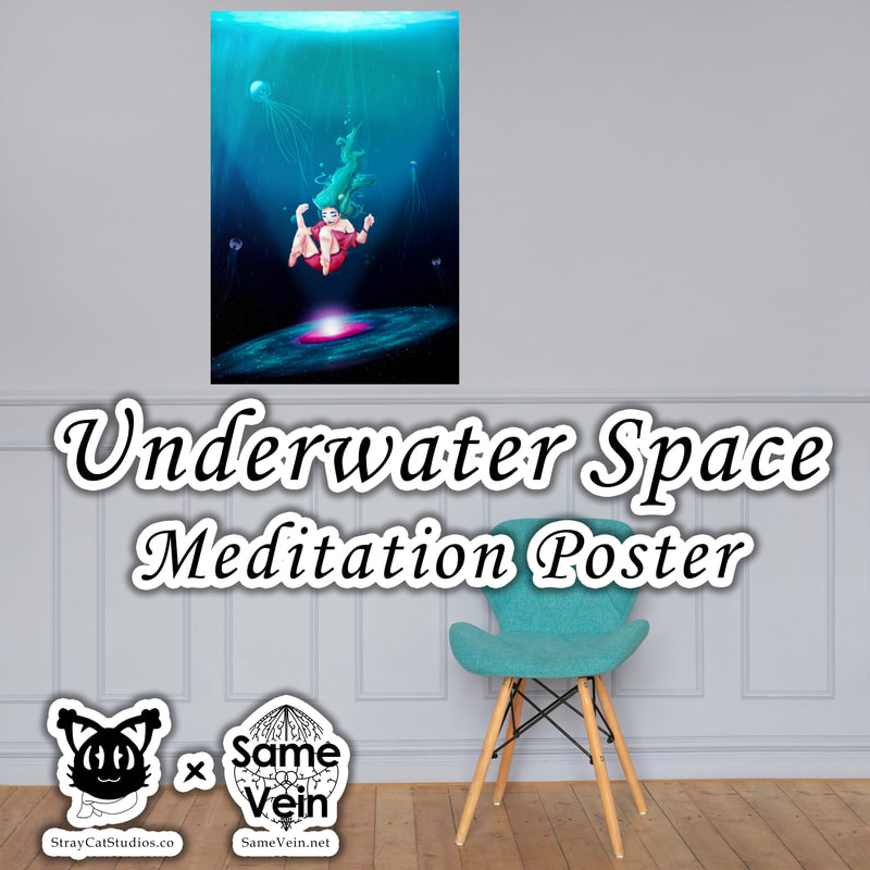 UNDERWATER SPACE MANDALA | MEDITATION POSTER

***DETAILS***

Our Underwater Space Mandala Meditation artwork on a vibrant museum-quality poster made on thick and durable matte paper. Add a wonderful accent to your room and office with these posters that are sure to brighten any environment, bringing peace inside your home and spirit!

***FABRICATION & MATERIALS***

• Paper thickness: 10.3 mil
• Paper weight: 5.57 oz/y² (189 g/m²)
• Giclée printing quality
• Opacity: 94%
• ISO brightness: 104%

***DISCOVER MORE***

If you enjoyed this Meditation Poster, check out our others here:

Meditation Wall Art: https://www.etsy.com/shop/SameVein?ref=simple-shop-header-name&listing_id=1210240551&section_id=37330561

***SAME VEIN & STRAY CAT STUDIOS***

Thank you so much for your support!  When people shop with us, it allows us to do more to support others, whether it be with our mental wellness & health work or assisting other creators do what they do best!  We hope our work brings you peace and happiness both inside and out! 

Share the love on social media and tag us for a chance of free giveaways!

Same Vein:
“A blog and community using creative outlets to understand mental wellness. Whether it be poetry, art, music, or any other medium, join in on the conversations! Check out our guided journals and planners or mandala activity and coloring books for self-improvement exercises. We also have home décor, books, poetry, apparel and accessories.”

•	Etsy - https://www.etsy.com/shop/SameVein
•	Website – SameVein.net
•	Pinterest - @SameVein
•	Facebook - @AlongTheSameVein
•	Twitter - @Same_Vein
•	Instagram - @Same_Vein

Stray Cat Studios:
“A community of creators working for creators. Our goal is to bridge the gap between company and community, bringing together the support and funds creators need to keep doing what they love while lifting each other up at the same time. The arts are not about competition, it is about cooperation. We're all in this together!”

•	Website - StrayCatStudios.co
•	Pinterest - @StrayCatStudios
•	Facebook - @straycatstudiosofficial
•	Twitter - @StrayCatArt
•	Instagram - @straycatstudios

Much love! <3