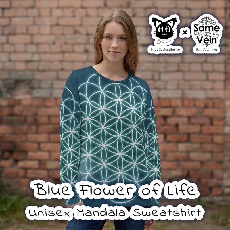 BLUE FLOWER OF LIFE | UNISEX MANDALA SWEATSHIRT

***DETAILS***

Enjoy our unique, all-over printed Mandala Sweatshirt with our Blue Flower of Life original artwork! Precision-cut and hand-sewn to achieve the best possible look and bring out the intricate design. What's more, the durable fabric with a cotton-feel face and soft brushed fleece inside means that this sweatshirt is bound to become your favorite for a long time. We hope this BoHo sweater brings you peace and comfort both inside and out!

***FABRICATION & MATERIALS***

• 70% polyester, 27% cotton, 3% elastane
• Fabric weight: 8.85 oz/yd² (300 g/m²), weight may vary by 2%
• Soft cotton-feel face
• Brushed fleece fabric inside
• Unisex fit
• Overlock seams
• Blank product components sourced from Poland

***DISCOVER MORE***

If you enjoyed this Boho Mandala Apparel, check out our others here:

Boho Mandala Apparel: https://www.etsy.com/shop/SameVein?ref=profile_header§ion_id=37168463

***SAME VEIN & STRAY CAT STUDIOS***

Thank you so much for your support! When people shop with us, it allows us to do more to support others, whether it be with our mental wellness & health work or assisting other creators do what they do best! We hope our work brings you peace and happiness both inside and out!

Share the love on social media and tag us for a chance of free giveaways!

Same Vein:
“A blog and community using creative outlets to understand mental wellness. Whether it be poetry, art, music, or any other medium, join in on the conversations! Check out our guided journals and planners or mandala activity and coloring books for self-improvement exercises. We also have home décor, books, poetry, apparel and accessories.”

• Etsy - https://www.etsy.com/shop/SameVein
• Website – SameVein.net
• Pinterest - @SameVein
• Facebook - @AlongTheSameVein
• Twitter - @Same_Vein
• Instagram - @Same_Vein

Stray Cat Studios:
“A community of creators working for creators. Our goal is to bridge the gap between company and community, bringing together the support and funds creators need to keep doing what they love while lifting each other up at the same time. The arts are not about competition, it is about cooperation. We're all in this together!”

• Website - StrayCatStudios.co
• Pinterest - @StrayCatStudios
• Facebook - @straycatstudiosofficial
• Twitter - @StrayCatArt
• Instagram - @straycatstudios

Much love! <3