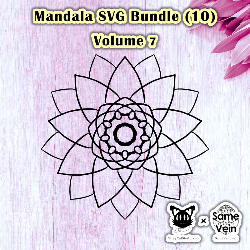 MANDALA SVG BUNDLE | VOLUME 7

***DETAILS***

Enjoy the endless possibilities with this Bundle of Ten Mandala Designs. With transparent backgrounds, they are all set for Photoshop, Illustrator, and other art and design programs as well as any Cricut or Silhouette machine.

These files are great for:

• Zen Vibe apparel and accessories like T-Shirts, Sweaters, Button Ups, Yoga Leggings, Shorts, Baby Clothes, Hats, Socks, Hoodies, and Joggers
• Meditation Living like Mugs, Water Bottles, Notebooks, Journals, Stickers, Phones Cases, Tote Bags, Draw String Bags, Backpacks, Fanny Packs, Mouse Pads, Greeting Cards, and Postcards
• BoHo and Meditation Home Décor such as Candles, Posters, Decals, Tapestries, Flags, Canvas Prints, Signs, Blankets, Towels, and Throw Pillows

Watch how quickly you utilizing these unique, hand drawn designs help you focus on:

• Reflection
• Anxiety
• Mindfulness
• Perspective
• Meditation
• Gratitude
• Self-Love Affirmation
• Fulfillment
• Goals and Dreams
• Anger and Stress Control
• Peace and Love


-For personal use only. Designs may not be resold. For any commercial use, visit official site contacts for our Email.


***DISCOVER MORE***

If you enjoyed these Mandala and Sacred Geometry SVG designs, check out our others here:

Mandala and Sacred Geometry SVG designs: https://www.etsy.com/shop/SameVein?ref=shop_sugg§ion_id=39415795

***SAME VEIN & STRAY CAT STUDIOS***

Thank you so much for your support! When people shop with us, it allows us to do more to support others, whether it be with our mental wellness & health work or assisting other creators do what they do best! We hope our work brings you peace and happiness both inside and out!

Share the love on social media and tag us for a chance of free giveaways!

Same Vein:
“A blog and community using creative outlets to understand mental wellness. Whether it be poetry, art, music, or any other medium, join in on the conversations! Check out our guided journals and planners or mandala activity and coloring books for self-improvement exercises. We also have home décor, books, poetry, apparel and accessories.”

• Etsy - https://www.etsy.com/shop/SameVein
• Website – SameVein.net
• Pinterest - @SameVein
• Facebook - @AlongTheSameVein
• Twitter - @Same_Vein
• Instagram - @Same_Vein

Stray Cat Studios:
“A community of creators working for creators. Our goal is to bridge the gap between company and community, bringing together the support and funds creators need to keep doing what they love while lifting each other up at the same time. The arts are not about competition, it is about cooperation. We're all in this together!”

• Website - StrayCatStudios.co
• Pinterest - @StrayCatStudios
• Facebook - @straycatstudiosofficial
• Twitter - @StrayCatArt
• Instagram - @straycatstudios

Much love! <3