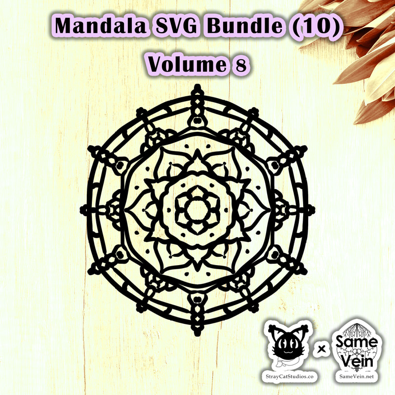 MANDALA SVG BUNDLE | VOLUME 8

***DETAILS***

Enjoy the endless possibilities with this Bundle of Ten Mandala Designs. With transparent backgrounds, they are all set for Photoshop, Illustrator, and other art and design programs as well as any Cricut or Silhouette machine.

These files are great for:

• Zen Vibe apparel and accessories like T-Shirts, Sweaters, Button Ups, Yoga Leggings, Shorts, Baby Clothes, Hats, Socks, Hoodies, and Joggers
• Meditation Living like Mugs, Water Bottles, Notebooks, Journals, Stickers, Phones Cases, Tote Bags, Draw String Bags, Backpacks, Fanny Packs, Mouse Pads, Greeting Cards, and Postcards
• BoHo and Meditation Home Décor such as Candles, Posters, Decals, Tapestries, Flags, Canvas Prints, Signs, Blankets, Towels, and Throw Pillows

Watch how quickly you utilizing these unique, hand drawn designs help you focus on:

• Reflection
• Anxiety
• Mindfulness
• Perspective
• Meditation
• Gratitude
• Self-Love Affirmation
• Fulfillment
• Goals and Dreams
• Anger and Stress Control
• Peace and Love


-For personal use only. Designs may not be resold. For any commercial use, visit official site contacts for our Email.


***DISCOVER MORE***

If you enjoyed these Mandala and Sacred Geometry SVG designs, check out our others here:

Mandala and Sacred Geometry SVG designs: https://www.etsy.com/shop/SameVein?ref=shop_sugg§ion_id=39415795

***SAME VEIN & STRAY CAT STUDIOS***

Thank you so much for your support! When people shop with us, it allows us to do more to support others, whether it be with our mental wellness & health work or assisting other creators do what they do best! We hope our work brings you peace and happiness both inside and out!

Share the love on social media and tag us for a chance of free giveaways!

Same Vein:
“A blog and community using creative outlets to understand mental wellness. Whether it be poetry, art, music, or any other medium, join in on the conversations! Check out our guided journals and planners or mandala activity and coloring books for self-improvement exercises. We also have home décor, books, poetry, apparel and accessories.”

• Etsy - https://www.etsy.com/shop/SameVein
• Website – SameVein.net
• Pinterest - @SameVein
• Facebook - @AlongTheSameVein
• Twitter - @Same_Vein
• Instagram - @Same_Vein

Stray Cat Studios:
“A community of creators working for creators. Our goal is to bridge the gap between company and community, bringing together the support and funds creators need to keep doing what they love while lifting each other up at the same time. The arts are not about competition, it is about cooperation. We're all in this together!”

• Website - StrayCatStudios.co
• Pinterest - @StrayCatStudios
• Facebook - @straycatstudiosofficial
• Twitter - @StrayCatArt
• Instagram - @straycatstudios

Much love! <3