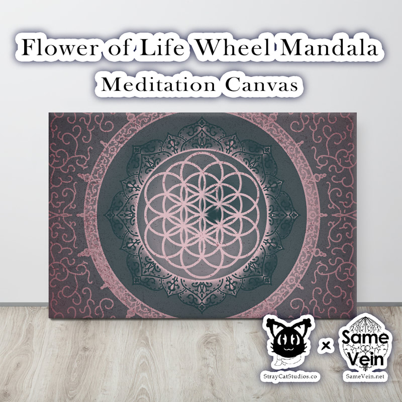 FLOWER OF LIFE MANDALA | MEDITATION CANVAS

***DETAILS***

Looking to add a little flair to your room or office? Look no further - this "Flower of Life Mandala" Meditation canvas print has a vivid, fade-resistant print that you're bound to fall in love with. I hope this brings peace & love both inside your home and inside your spirit!

***FABRICATION & MATERIALS***

• Acid-free, PH-neutral, poly-cotton base
• 20.5 mil (0.5 mm) thick poly-cotton blend canvas
• Canvas fabric weight: 13.9 oz/yd2(470 g/m²)
• Fade-resistant
• Hand-stretched over solid wood stretcher bars
• Matte finish coating
• 1.5″ (3.81 cm) deep
• Mounting brackets included
• Blank product in the EU sourced from Latvia
• Blank product in the US sourced from the US

***DISCOVER MORE***

If you enjoyed this Meditation Canvas, check out our others here:

Meditation Wall Art: https://www.etsy.com/shop/SameVein?ref=profile_header§ion_id=37330561

***SAME VEIN & STRAY CAT STUDIOS***

Thank you so much for your support! When people shop with us, it allows us to do more to support others, whether it be with our mental wellness & health work or assisting other creators do what they do best! We hope our work brings you peace and happiness both inside and out!

Share the love on social media and tag us for a chance of free giveaways!

Same Vein:
“A blog and community using creative outlets to understand mental wellness. Whether it be poetry, art, music, or any other medium, join in on the conversations! Check out our guided journals and planners or mandala activity and coloring books for self-improvement exercises. We also have home décor, books, poetry, apparel and accessories.”

• Etsy - https://www.etsy.com/shop/SameVein
• Website – SameVein.net
• Pinterest - @SameVein
• Facebook - @AlongTheSameVein
• Twitter - @Same_Vein
• Instagram - @Same_Vein

Stray Cat Studios:
“A community of creators working for creators. Our goal is to bridge the gap between company and community, bringing together the support and funds creators need to keep doing what they love while lifting each other up at the same time. The arts are not about competition, it is about cooperation. We're all in this together!”

• Website - StrayCatStudios.co
• Pinterest - @StrayCatStudios
• Facebook - @straycatstudiosofficial
• Twitter - @StrayCatArt
• Instagram - @straycatstudios

Much love! <3