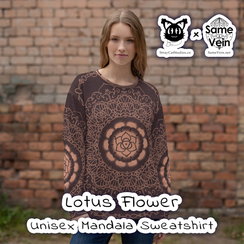 LOTUS FLOWER | UNISEX MANDALA SWEATSHIRT

***DETAILS***

Enjoy our unique, all-over printed Mandala Sweatshirt with our Lotus Flower original artwork! Precision-cut and hand-sewn to achieve the best possible look and bring out the intricate design. What's more, the durable fabric with a cotton-feel face and soft brushed fleece inside means that this sweatshirt is bound to become your favorite for a long time. We hope this BoHo sweater brings you peace and comfort both inside and out!

***FABRICATION & MATERIALS***

• 70% polyester, 27% cotton, 3% elastane
• Fabric weight: 8.85 oz/yd² (300 g/m²), weight may vary by 2%
• Soft cotton-feel face
• Brushed fleece fabric inside
• Unisex fit
• Overlock seams
• Blank product components sourced from Poland

***DISCOVER MORE***

If you enjoyed this Boho Mandala Apparel, check out our others here:

Boho Mandala Apparel: https://www.etsy.com/shop/SameVein?ref=profile_header§ion_id=37168463

***SAME VEIN & STRAY CAT STUDIOS***

Thank you so much for your support! When people shop with us, it allows us to do more to support others, whether it be with our mental wellness & health work or assisting other creators do what they do best! We hope our work brings you peace and happiness both inside and out!

Share the love on social media and tag us for a chance of free giveaways!

Same Vein:
“A blog and community using creative outlets to understand mental wellness. Whether it be poetry, art, music, or any other medium, join in on the conversations! Check out our guided journals and planners or mandala activity and coloring books for self-improvement exercises. We also have home décor, books, poetry, apparel and accessories.”

• Etsy - https://www.etsy.com/shop/SameVein
• Website – SameVein.net
• Pinterest - @SameVein
• Facebook - @AlongTheSameVein
• Twitter - @Same_Vein
• Instagram - @Same_Vein

Stray Cat Studios:
“A community of creators working for creators. Our goal is to bridge the gap between company and community, bringing together the support and funds creators need to keep doing what they love while lifting each other up at the same time. The arts are not about competition, it is about cooperation. We're all in this together!”

• Website - StrayCatStudios.co
• Pinterest - @StrayCatStudios
• Facebook - @straycatstudiosofficial
• Twitter - @StrayCatArt
• Instagram - @straycatstudios

Much love! <3