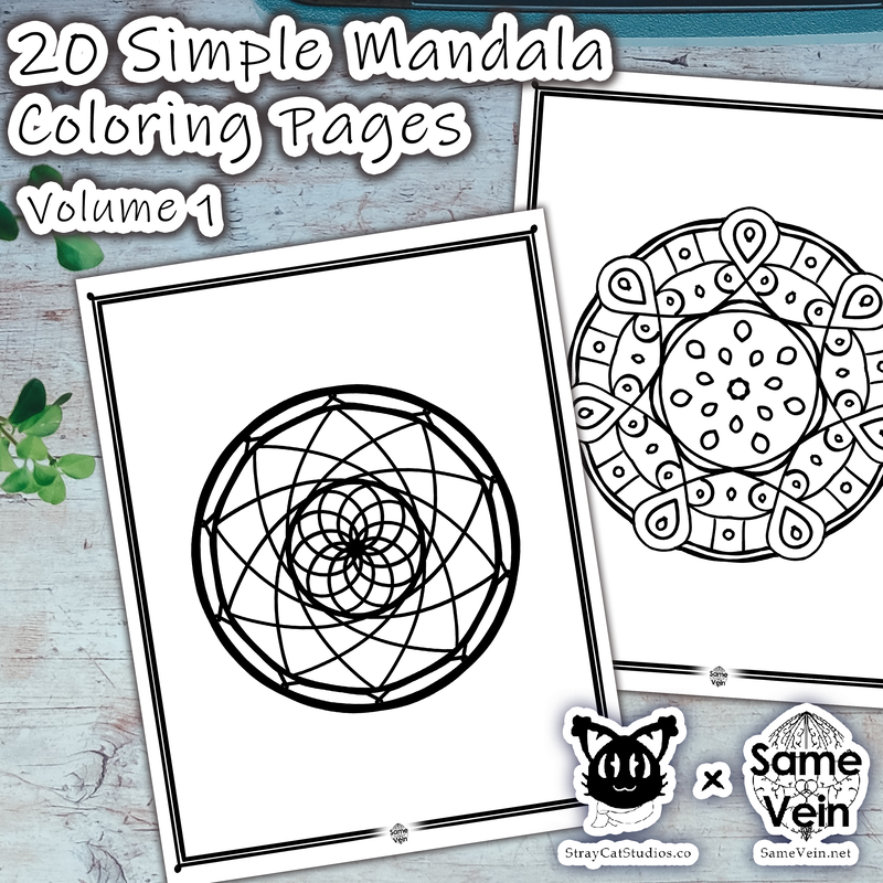 20 MANDALA COLORING PAGES | VOLUME 5

***DETAILS***

These Mandala Coloring Printables are designed to bring Peace, Relaxation, & Mindfulness!

• Perfectly suitable coloring book for Adults and Kids!
• 20 unique patterns simple in design, perfect for children, those with hand pains, or anyone without a lot of time to color.
• Download and color digitally in any software you wish. Great for creating backgrounds for your devices!

Print yours now as it is never too late to better yourself!

*For personal use only. Designs may not be resold

***DISCOVER MORE***

If you enjoyed this Mandala Coloring Page, check out our others here:

Mandala Coloring Pages: https://www.etsy.com/shop/SameVein?ref=simple-shop-header-name&listing_id=1172114157§ion_id=37079362

***SAME VEIN & STRAY CAT STUDIOS***

Thank you so much for your support! When people shop with us, it allows us to do more to support others, whether it be with our mental wellness & health work or assisting other creators do what they do best! We hope our work brings you peace and happiness both inside and out!

Share the love on social media and tag us for a chance of free giveaways!

Same Vein:
“A blog and community using creative outlets to understand mental wellness. Whether it be poetry, art, music, or any other medium, join in on the conversations! Check out our guided journals and planners or mandala activity and coloring books for self-improvement exercises. We also have home décor, books, poetry, apparel and accessories.”

• Etsy - https://www.etsy.com/shop/SameVein
• Website – SameVein.net
• Pinterest - @SameVein
• Facebook - @AlongTheSameVein
• Twitter - @Same_Vein
• Instagram - @Same_Vein

Stray Cat Studios:
“A community of creators working for creators. Our goal is to bridge the gap between company and community, bringing together the support and funds creators need to keep doing what they love while lifting each other up at the same time. The arts are not about competition, it is about cooperation. We're all in this together!”

• Website - StrayCatStudios.co
• Pinterest - @StrayCatStudios
• Facebook - @straycatstudiosofficial
• Twitter - @StrayCatArt
• Instagram - @straycatstudios

Much love! <3