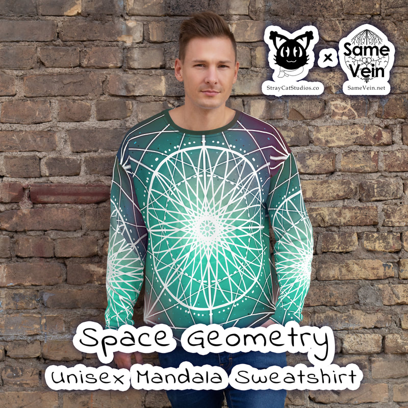 SPACE GEOMETRY | UNISEX MANDALA SWEATSHIRT

***DETAILS***

Enjoy our unique, all-over printed Mandala Sweatshirt with our Space Geometry original artwork! Precision-cut and hand-sewn to achieve the best possible look and bring out the intricate design. What's more, the durable fabric with a cotton-feel face and soft brushed fleece inside means that this sweatshirt is bound to become your favorite for a long time. We hope this BoHo sweater brings you peace and comfort both inside and out!

***FABRICATION & MATERIALS***

• 70% polyester, 27% cotton, 3% elastane
• Fabric weight: 8.85 oz/yd² (300 g/m²), weight may vary by 2%
• Soft cotton-feel face
• Brushed fleece fabric inside
• Unisex fit
• Overlock seams
• Blank product components sourced from Poland

***DISCOVER MORE***

If you enjoyed this Boho Mandala Apparel, check out our others here:

Boho Mandala Apparel: https://www.etsy.com/shop/SameVein?ref=profile_header§ion_id=37168463

***SAME VEIN & STRAY CAT STUDIOS***

Thank you so much for your support! When people shop with us, it allows us to do more to support others, whether it be with our mental wellness & health work or assisting other creators do what they do best! We hope our work brings you peace and happiness both inside and out!

Share the love on social media and tag us for a chance of free giveaways!

Same Vein:
“A blog and community using creative outlets to understand mental wellness. Whether it be poetry, art, music, or any other medium, join in on the conversations! Check out our guided journals and planners or mandala activity and coloring books for self-improvement exercises. We also have home décor, books, poetry, apparel and accessories.”

• Etsy - https://www.etsy.com/shop/SameVein
• Website – SameVein.net
• Pinterest - @SameVein
• Facebook - @AlongTheSameVein
• Twitter - @Same_Vein
• Instagram - @Same_Vein

Stray Cat Studios:
“A community of creators working for creators. Our goal is to bridge the gap between company and community, bringing together the support and funds creators need to keep doing what they love while lifting each other up at the same time. The arts are not about competition, it is about cooperation. We're all in this together!”

• Website - StrayCatStudios.co
• Pinterest - @StrayCatStudios
• Facebook - @straycatstudiosofficial
• Twitter - @StrayCatArt
• Instagram - @straycatstudios

Much love! <3